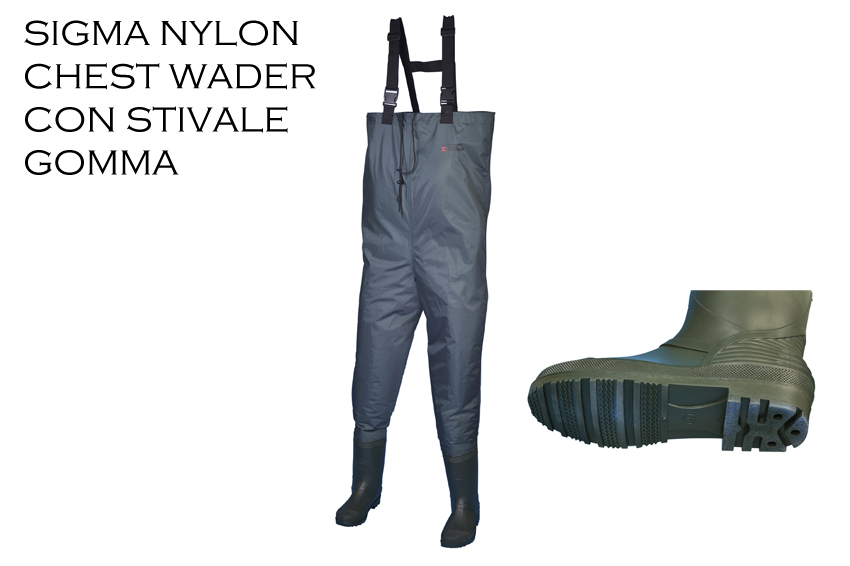 SIGMA NYLON CHEST WADER CON STIVALE GOMMA